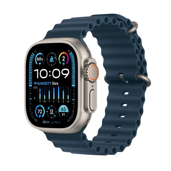 Apple Watch Ultra 2 GPS + Cellular, 49mm Titanium Case with Blue Ocean Band - MREG3LW A (2024) Discount