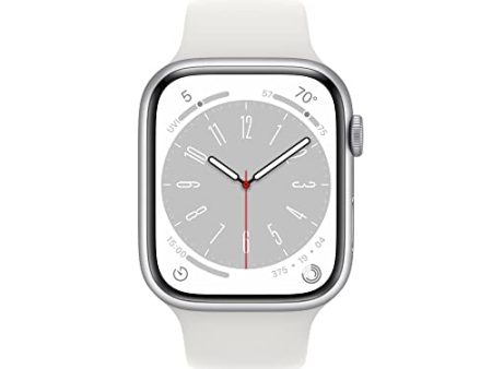 (Open Box) Apple Watch Series 8 GPS 45mm Silver Aluminum Case w White Sport Band - M L (2022) Cheap