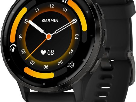 Garmin Venu 3 Smartwatch - Slate Stainless Steel Bezel with Black Case and Silicone Band Hot on Sale