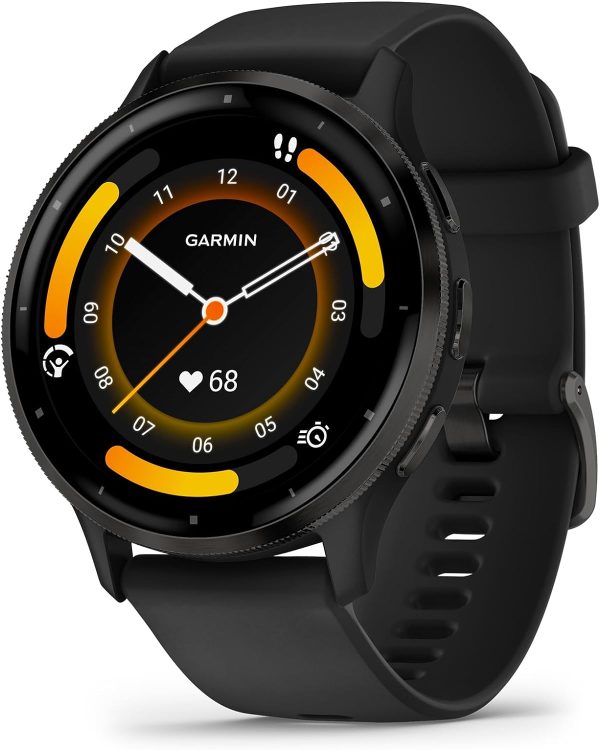 Garmin Venu 3 Smartwatch - Slate Stainless Steel Bezel with Black Case and Silicone Band Hot on Sale