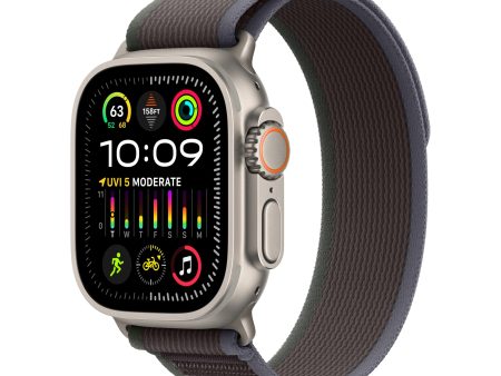 (Open Box) Apple Watch Ultra 2 GPS + Cellular, 49mm Titanium Case with Blue Black Trail Loop - S M - MRF53LL A Cheap