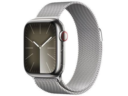 Apple Watch Series 9 GPS + Cellular 41mm Silver Stainless Steel Case with Silver Milanese Loop (2024) on Sale