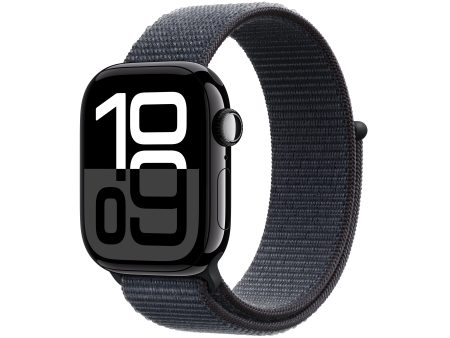 Apple Watch Series 10 GPS + Cellular 42mm Jet Black Aluminum Case with Ink Sport Loop - MWX83LW A (2024) Online now