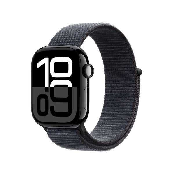 Apple Watch Series 10 GPS + Cellular 42mm Jet Black Aluminum Case with Ink Sport Loop - MWX83LW A (2024) Online now