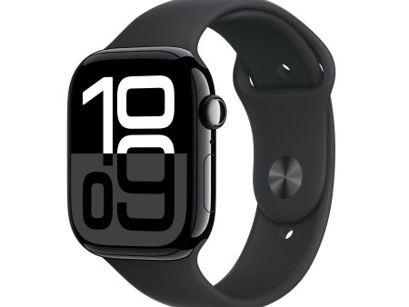 Apple Watch Series 10 GPS + Cellular 46mm Jet Black Aluminum Case with Black Sport Band - S M - MWY33LW A (2024) For Sale