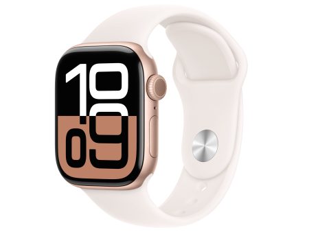 Apple Watch Series 10 GPS 42mm Rose Gold Aluminum Case with Light Blush Sport Band - S M - MWWH3LW A (2024) For Sale