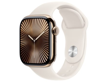 Apple Watch Series 10 GPS + Cellular 42mm Gold Titanium Case with Starlight Sport Band - M L - MX073LW A (2024) For Discount