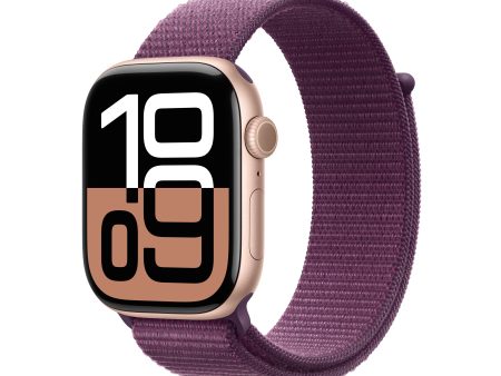 Apple Watch Series 10 GPS + Cellular 46mm Rose Gold Aluminum Case with Plum Sport Loop - MWY83LW A (2024) on Sale