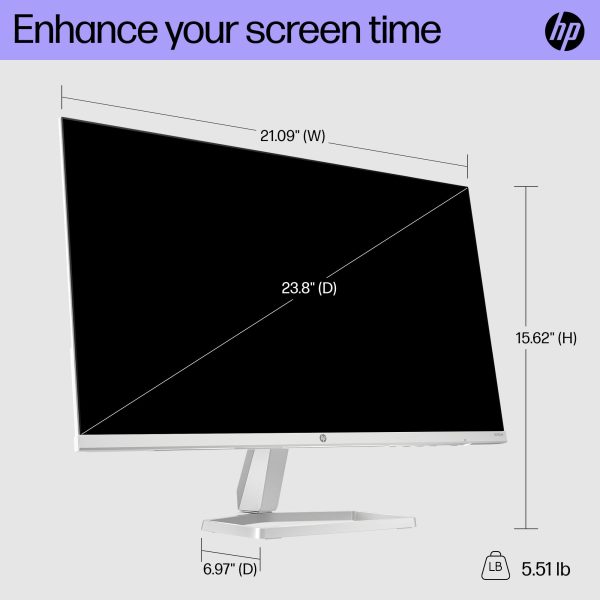 HP Series 5 24-in FHD Computer Monitor, Full HD, IPS Panel, 1500:1 Contrast, 300 nits, Eye Ease with Eyesafe Certification, 524sw For Sale