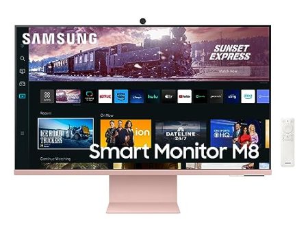 LS27CM80PUNXZA 27  M80C UHD HDR Smart Computer Monitor Screen with Streaming TV, Slimfit Camera Included (LS27CM80PUNXZA), Sunset Pink For Sale