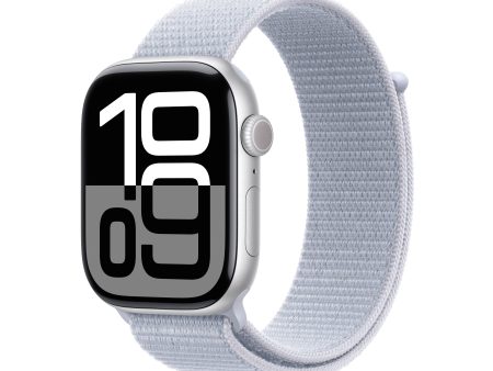 Apple Watch Series 10 GPS + Cellular 46mm Silver Aluminum Case with Blue Cloud Sport Loop - MWY23LW A (2024) Online now