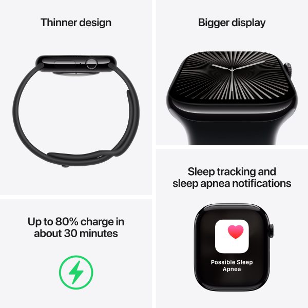 Apple Watch Series 10 GPS + Cellular 42mm Jet Black Aluminum Case with Ink Sport Loop - MWX83LW A (2024) Online now