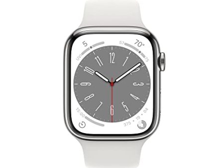 (Open Box) Apple Watch Series 8 GPS + Cellular 45mm Silver Stainless Steel Case w White Sport Band - M L (2022) Online Hot Sale