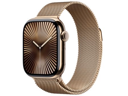 Apple Watch Series 10 GPS + Cellular 42mm Gold Titanium Case with Gold Milanese Loop - MX083LW A (2024) For Sale