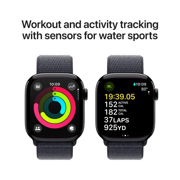 Apple Watch Series 10 GPS + Cellular 42mm Jet Black Aluminum Case with Ink Sport Loop - MWX83LW A (2024) Online now