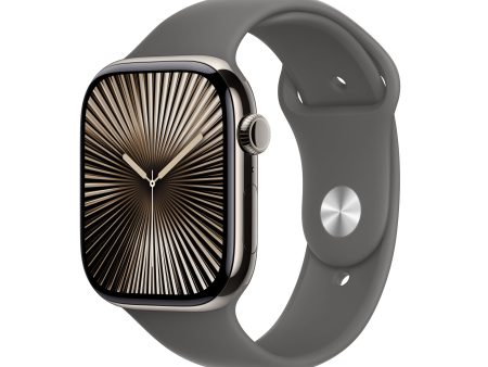 Apple Watch Series 10 GPS + Cellular 46mm Natural Titanium Case with Stone Grey Sport Band - M L - MWYA3LW A (2024) Discount